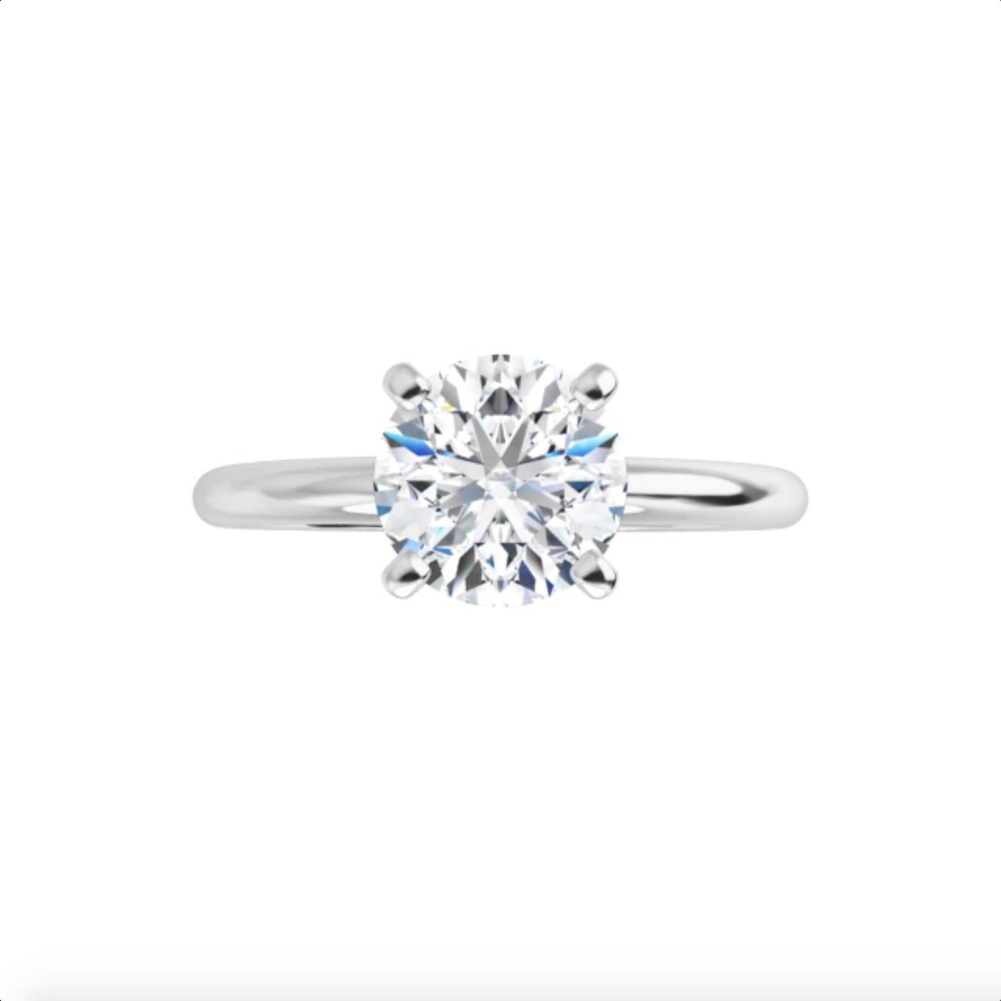 Clásico Solitario con Diamante Natural - Corte Redondo