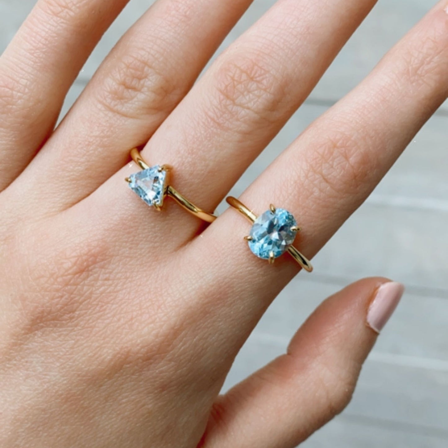 Pietra Ring with trillion Blue Topaz