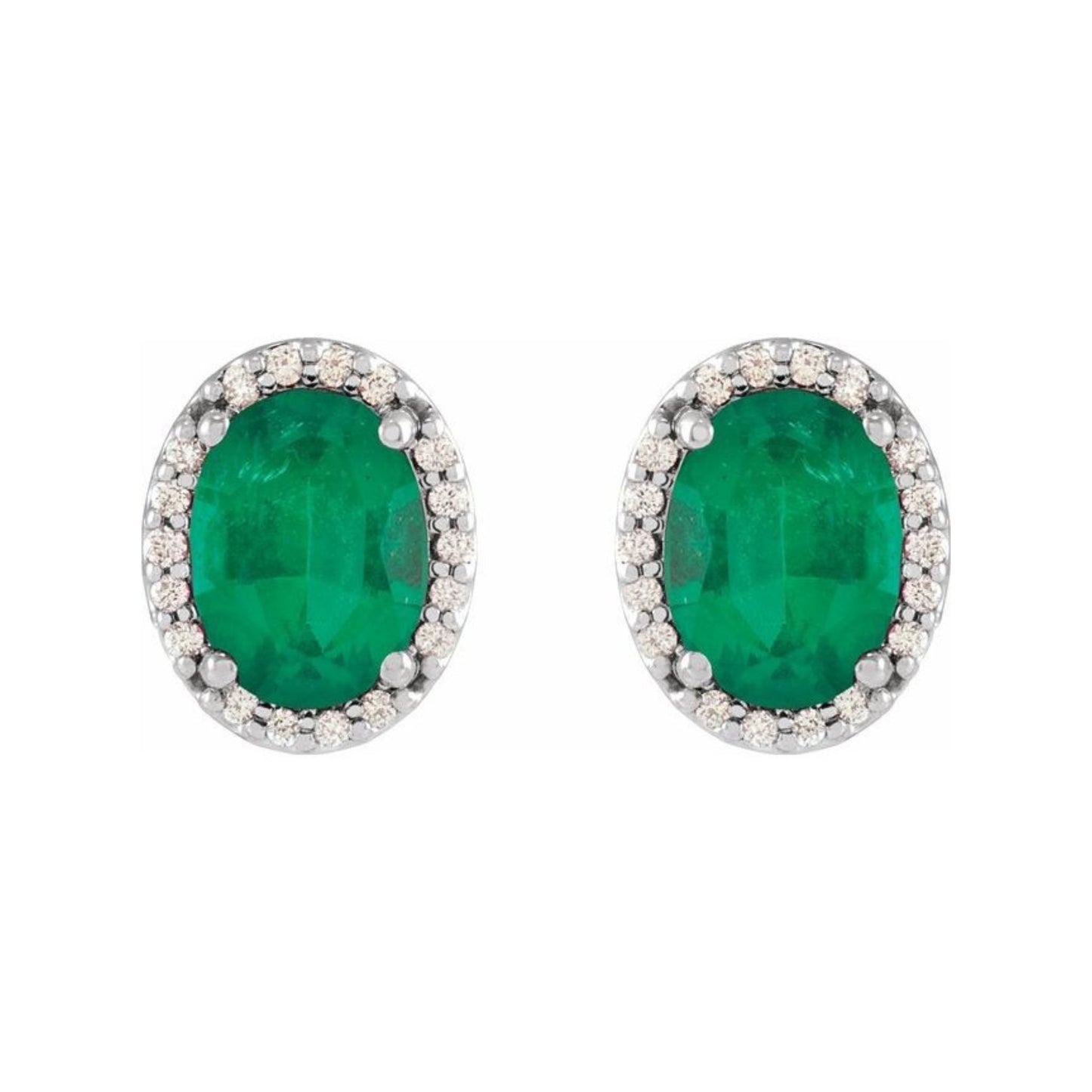 Oval Emerald Halo Earrings