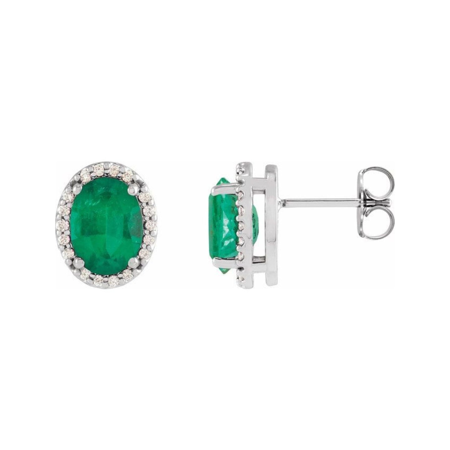 Oval Emerald Halo Earrings