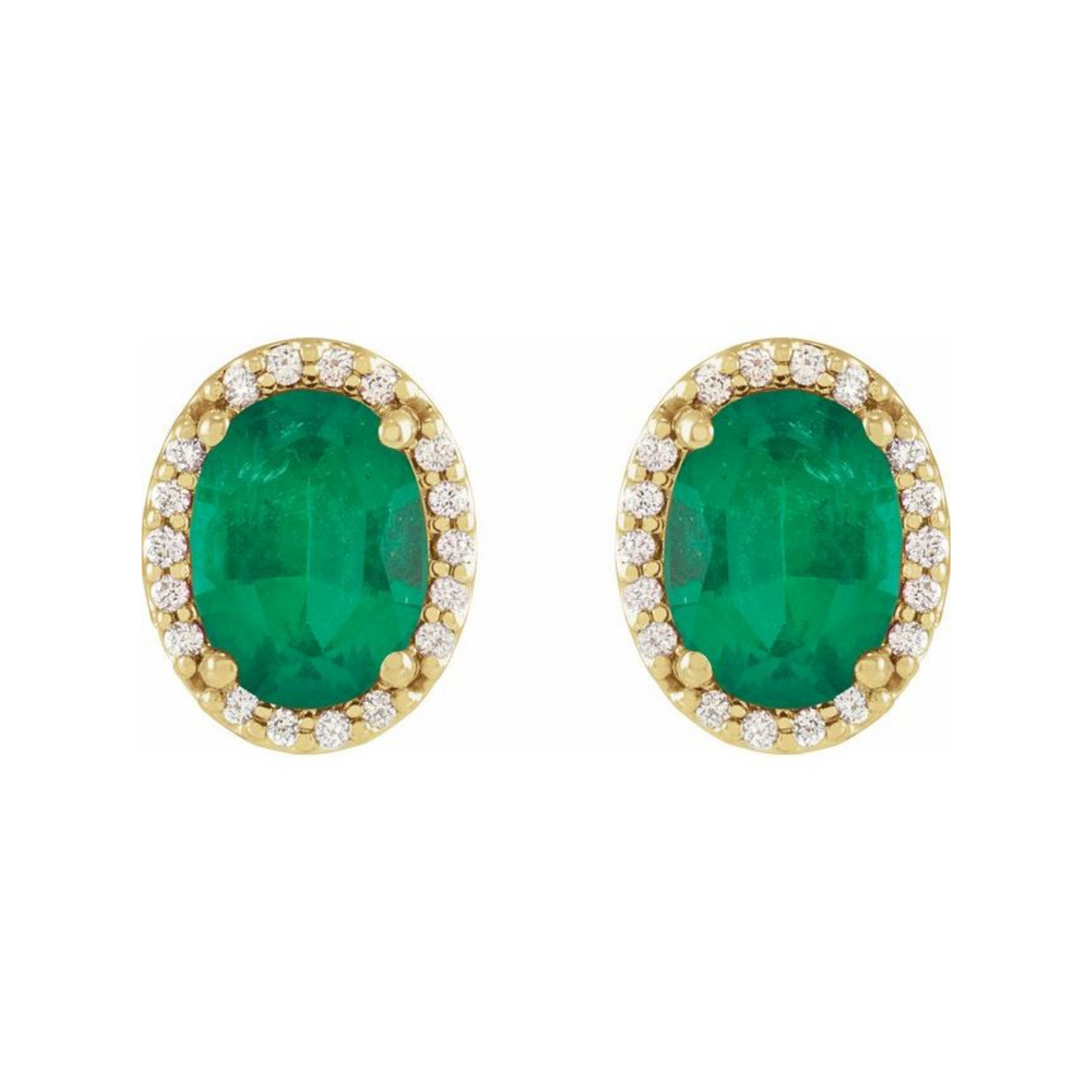 Oval Emerald Halo Earrings