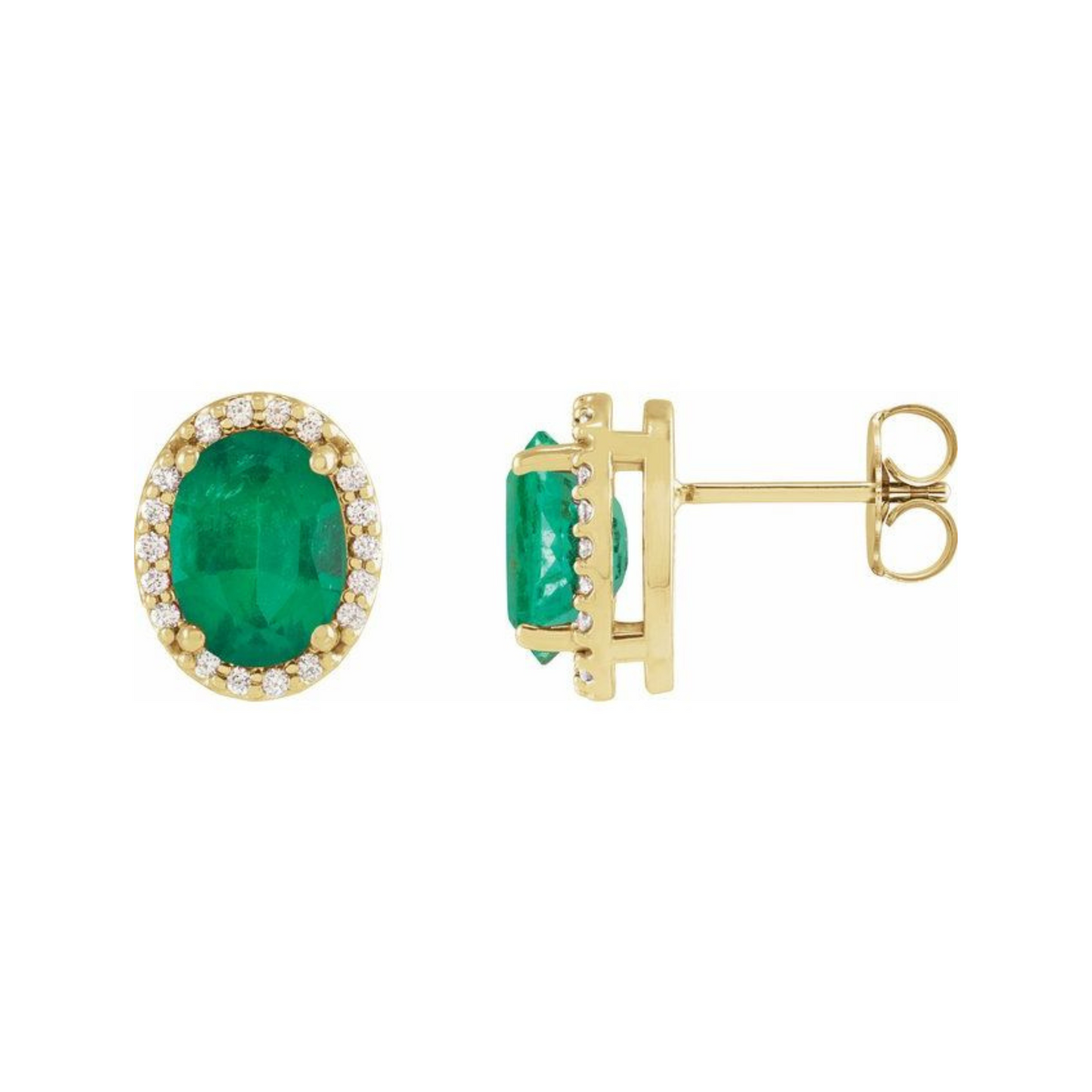 Oval Emerald Halo Earrings