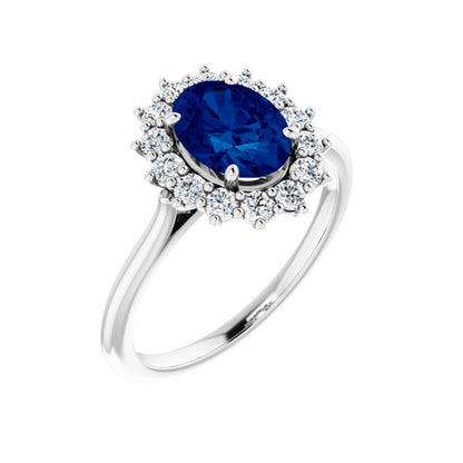 Queen Sapphire Halo Ring