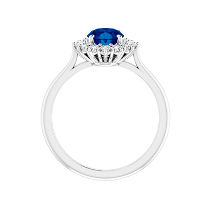 Queen Sapphire Halo Ring