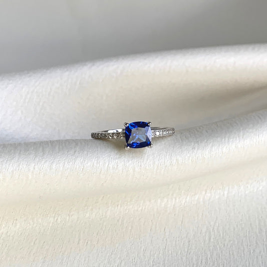 Cushion Ring with Lab Grown Sapphire