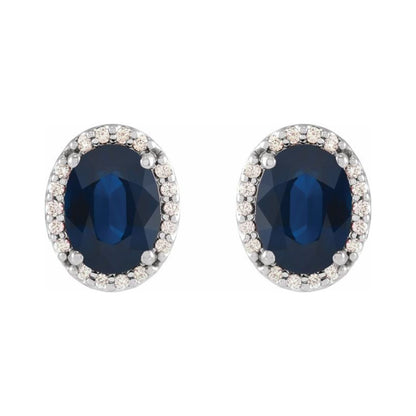 Oval Sapphire Halo Earrings