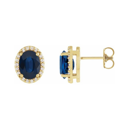 Oval Sapphire Halo Earrings
