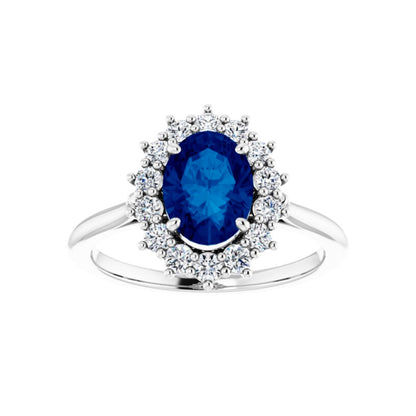Queen Sapphire Halo Ring